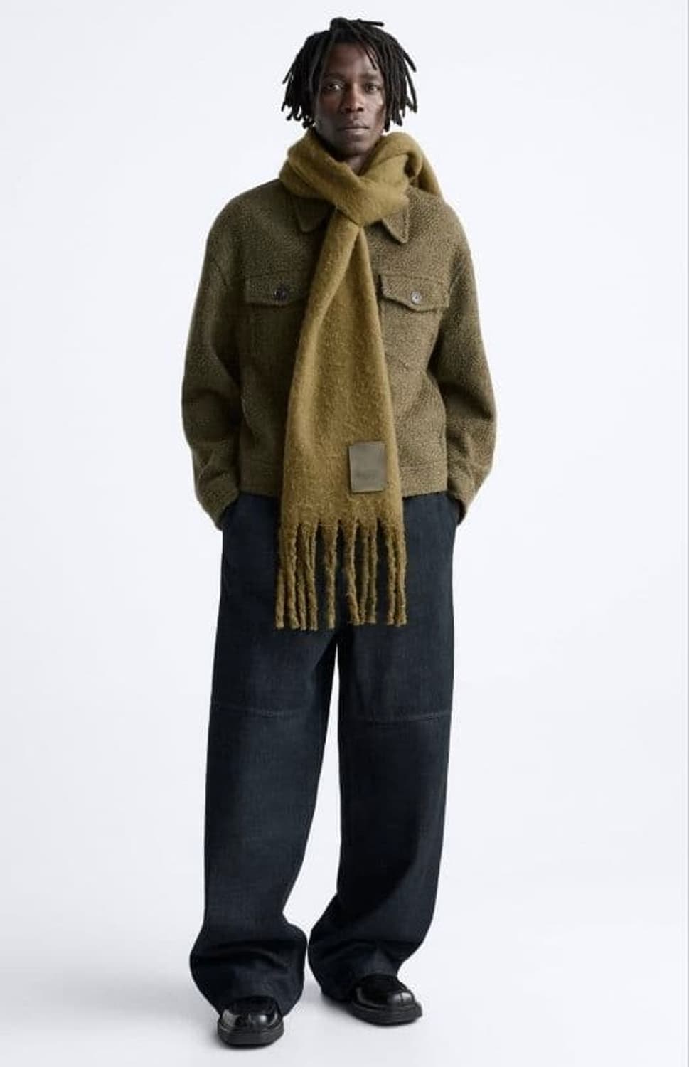 자라 부클레 텍스처 트러커 자켓 올리브 L 상품이미지1