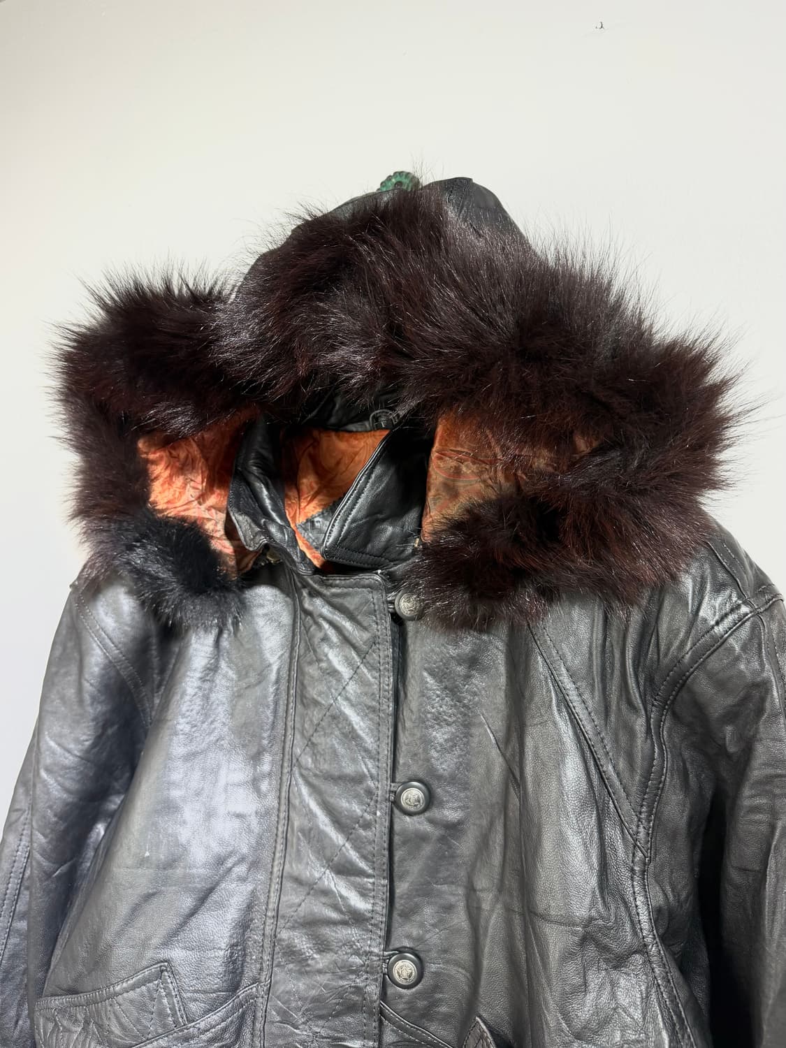 빈티지 퍼 트리밍 레더 봄버 상품이미지2