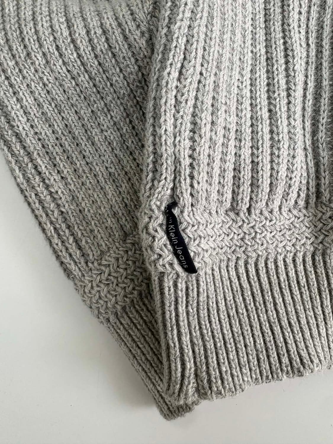 [M] 캘빈클라인 진스 00s 그레이 립 니트 집업 자켓 상품이미지6