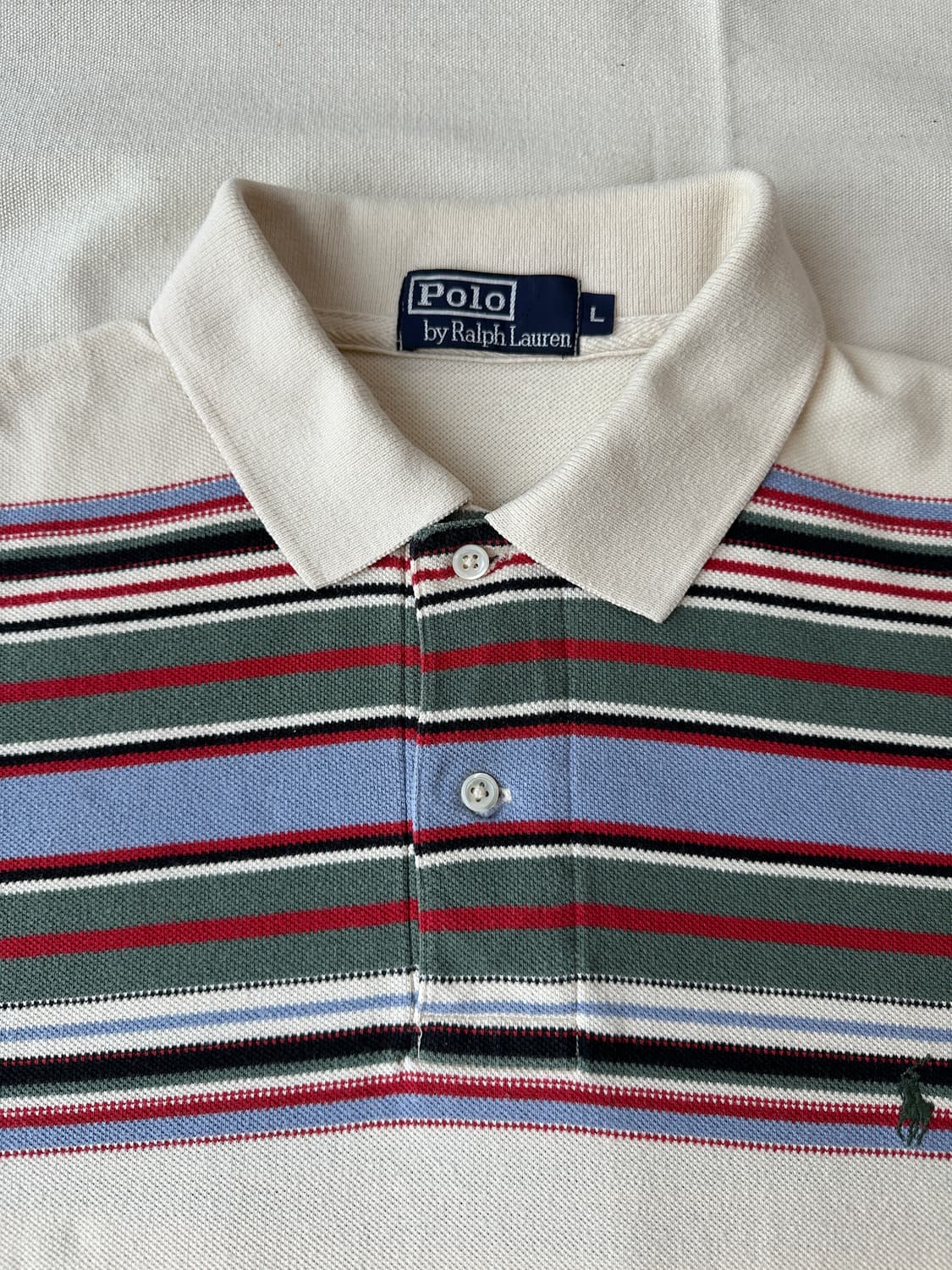 폴로 랄프로렌 멀티 스트라이프 피케 반팔 카라티 L 상품이미지3