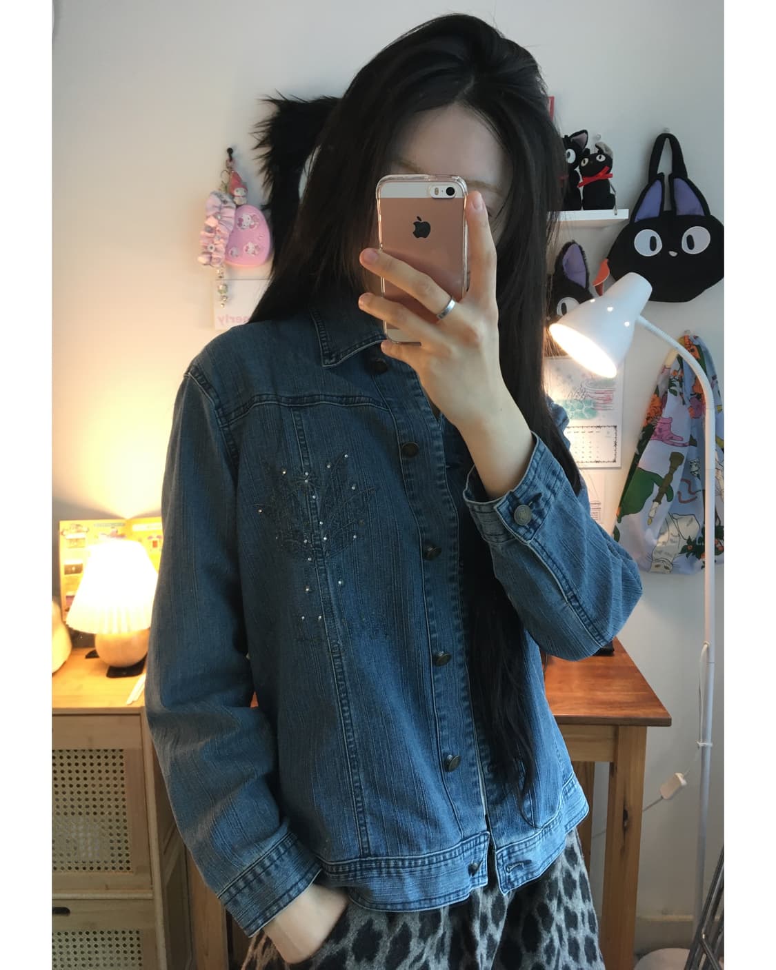 vintage cubic flower denim jacket blue 상품이미지4