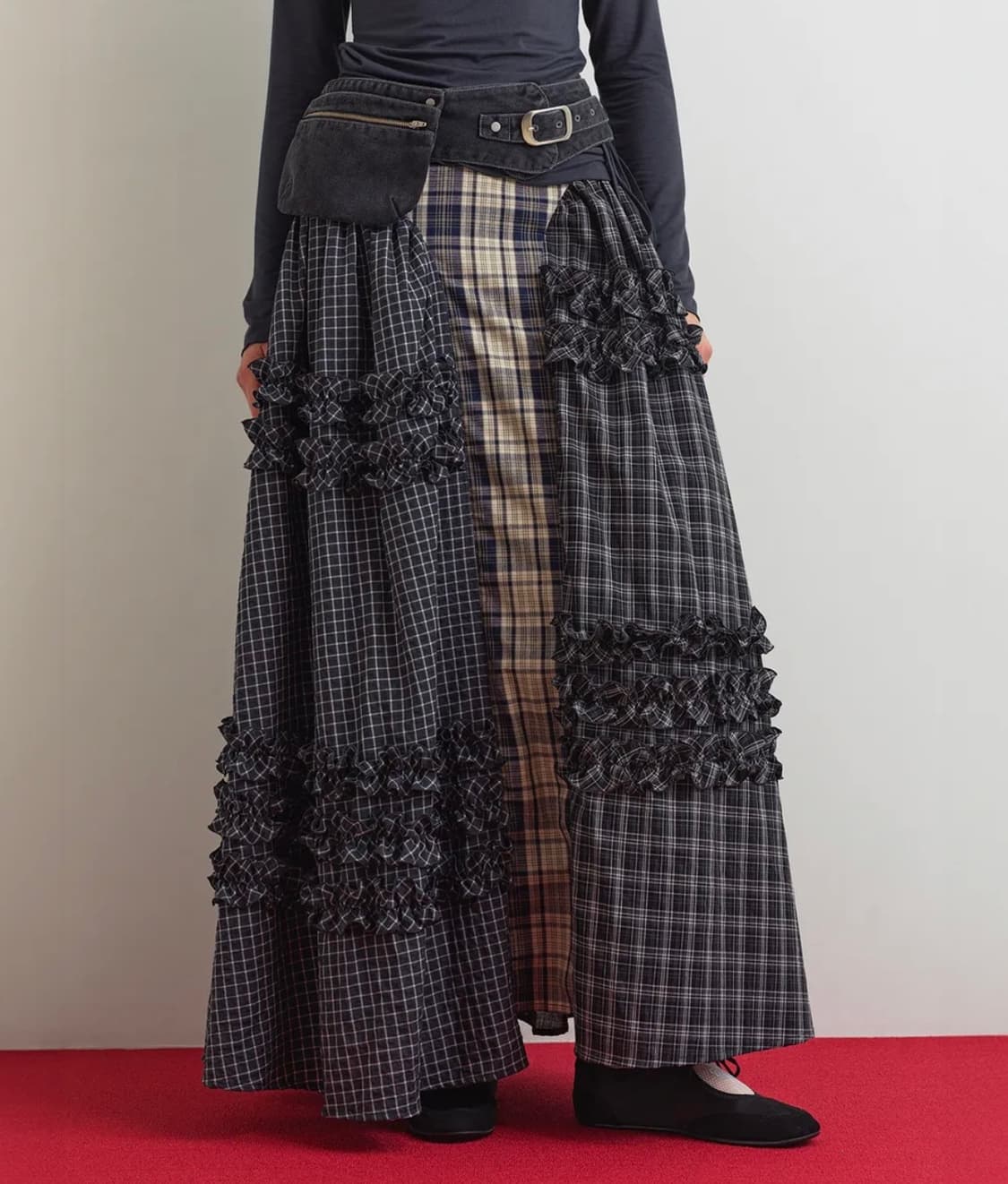 아옵트 체크 스커트 상품이미지1