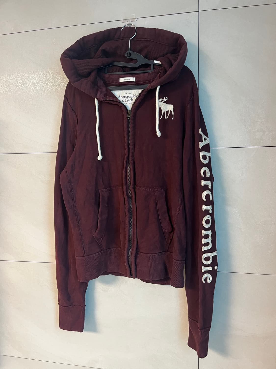 아베크롬비 화이트 순록 대장 후드집업 버건디 [M] 상품이미지1