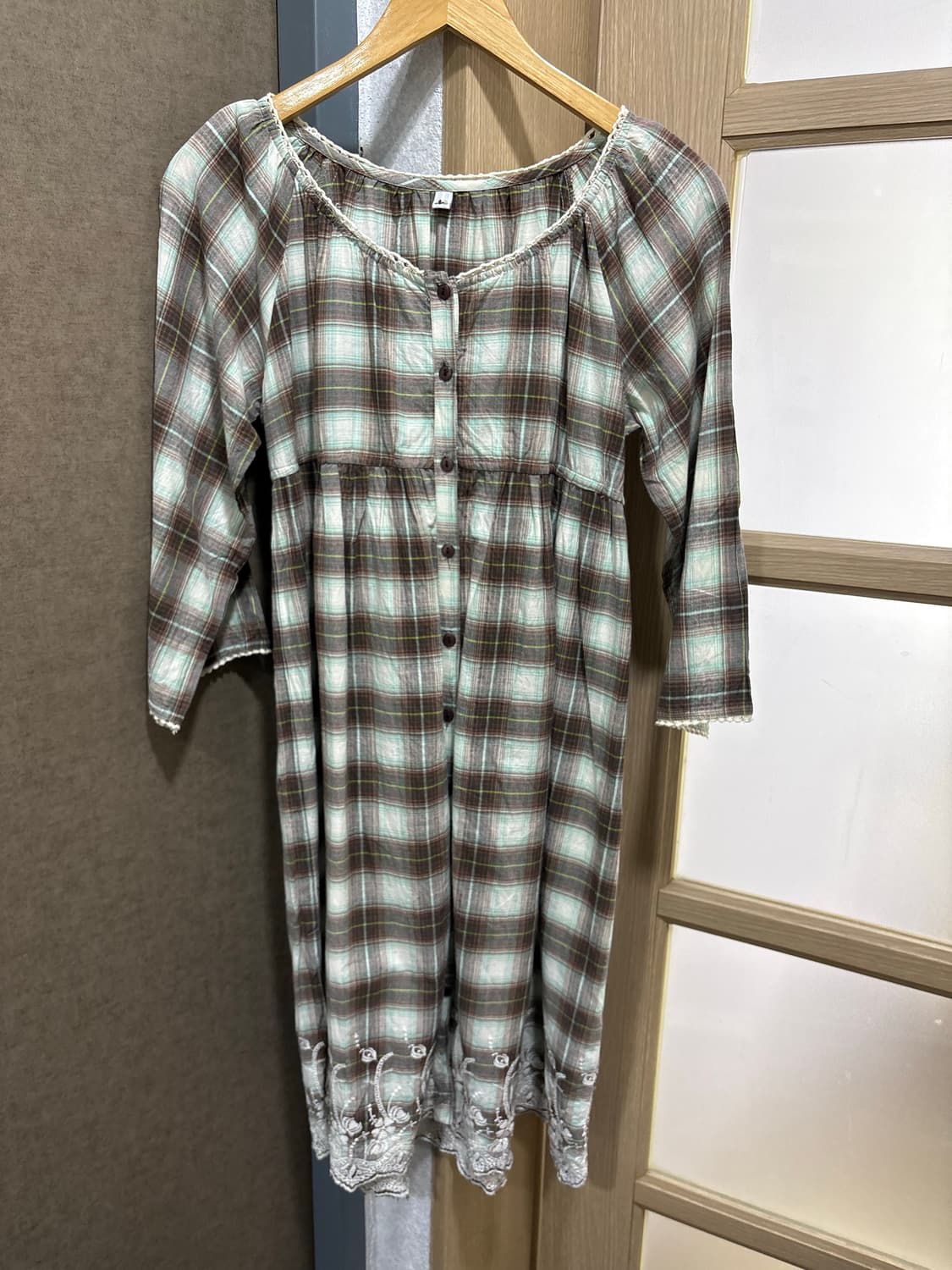 민트 브라운 체크 원피스 상품이미지10