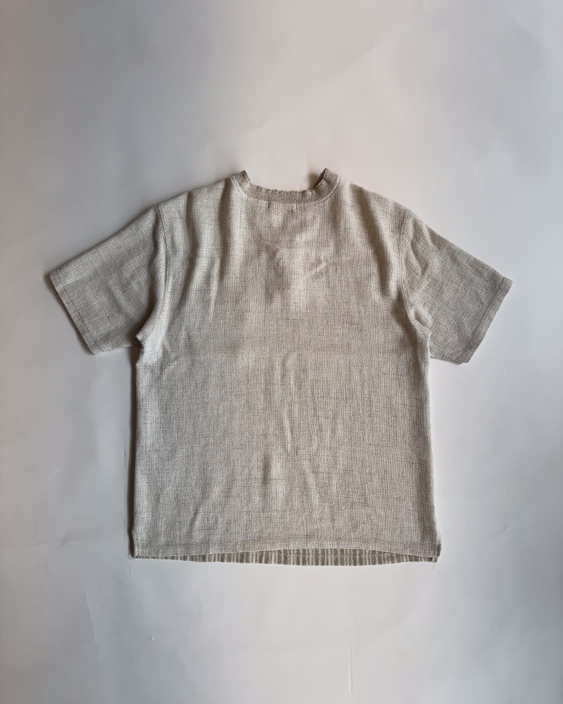 Beige Striped Henley Neck Shirt  상품이미지3