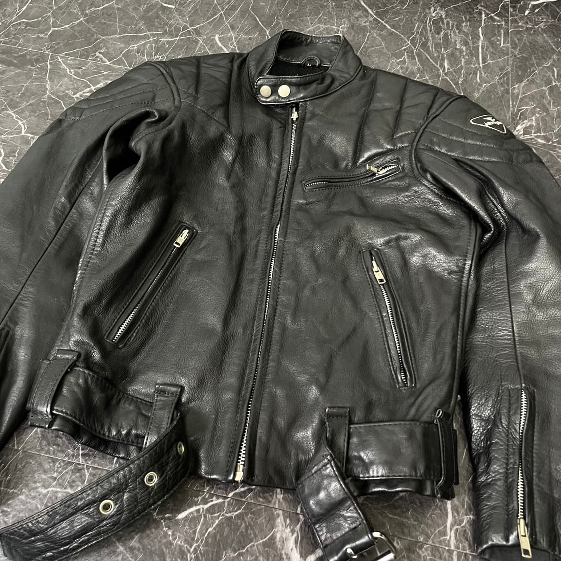 여성용 소가죽 크롭 레이싱 자켓 상품이미지4