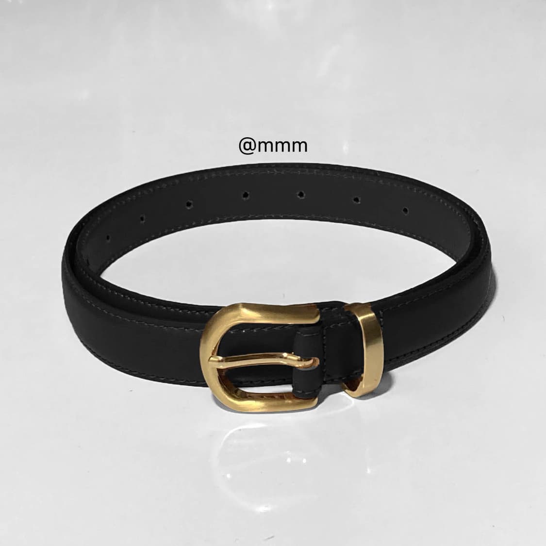 [Unisex]골드링 이태리 가죽 벨트 블랙 상품이미지3