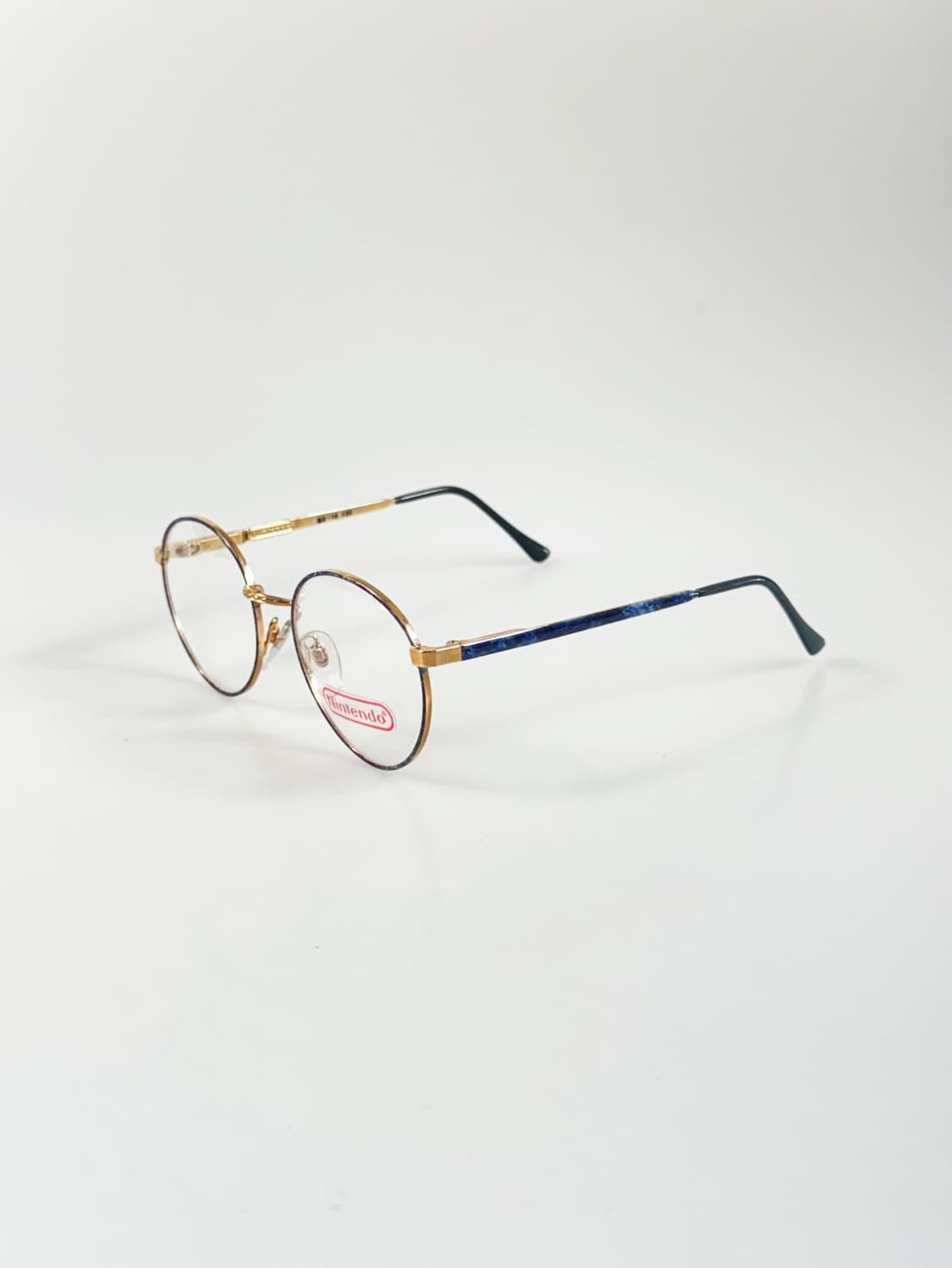 80s NINTENDO 골드 블루 마블 라운드 프레임 빈티지 안경 상품이미지3