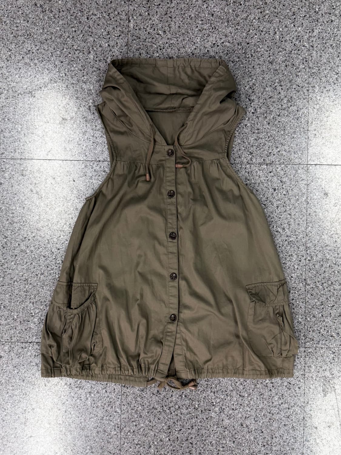 vintage khaki hooded vest 상품이미지1