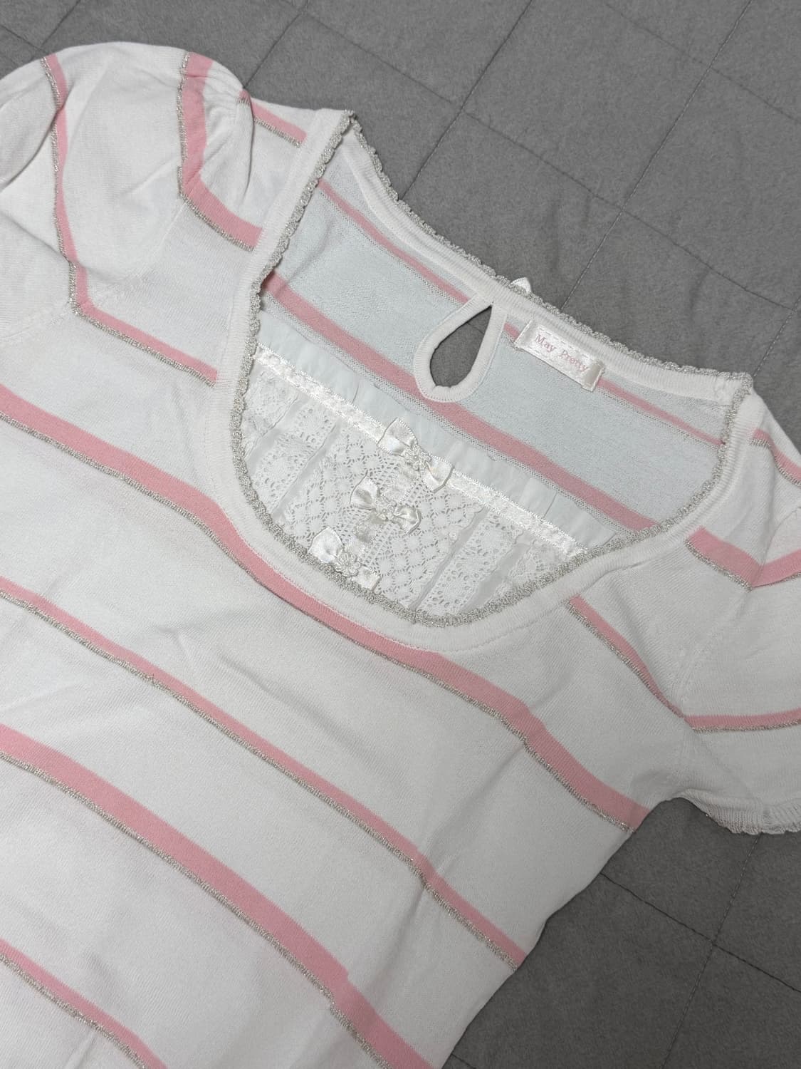 일본빈티지 프릴 레이스 리본 로걀탑 히메갸루 리즈리사 상품이미지2