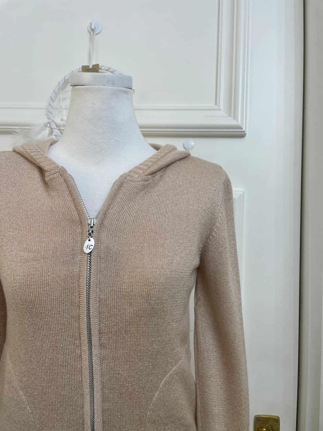 pink beige glitter pocket hoodie-zip 상품이미지7