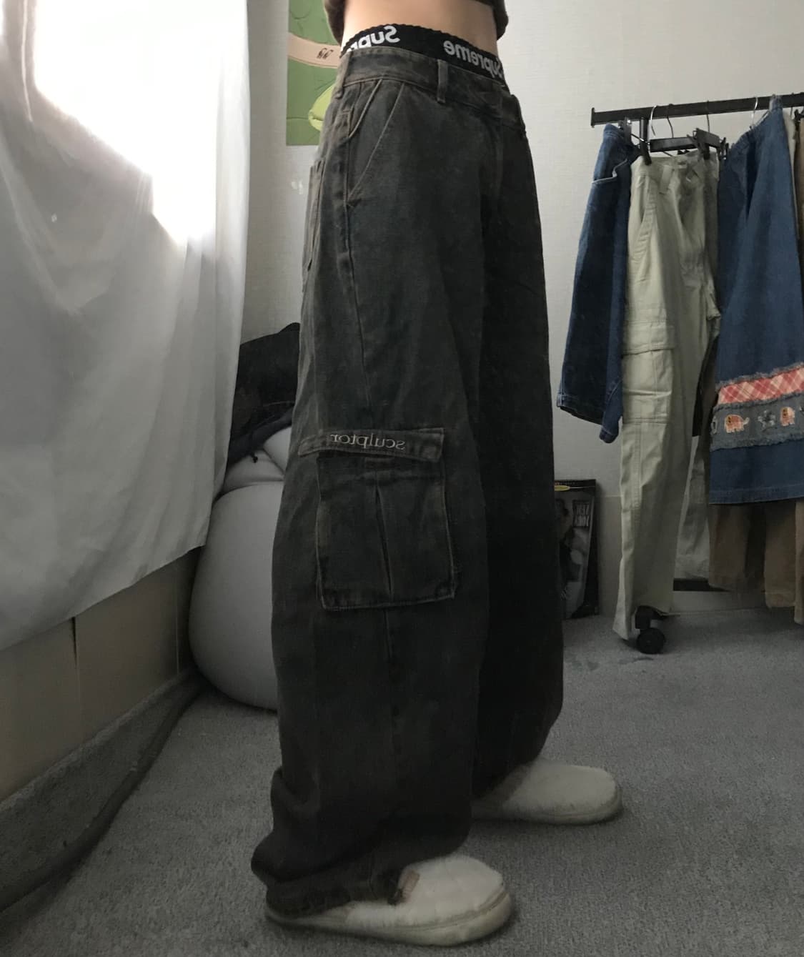 스컬프터 워시드 데님카고팬츠 상품이미지3