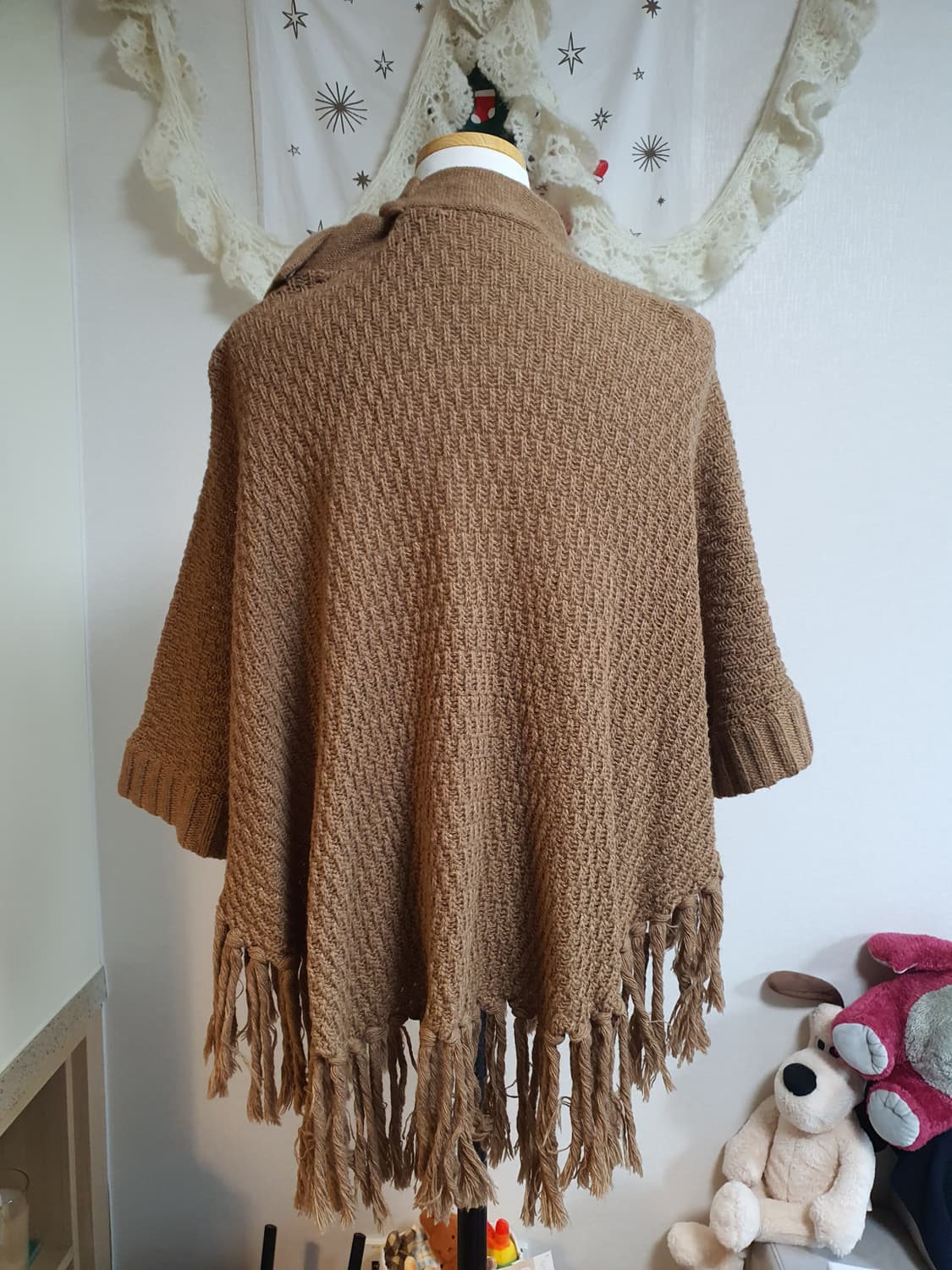 [모리걸] 사와코 니트 폰쵸 망토 브라운색상 달천깔 상품이미지2