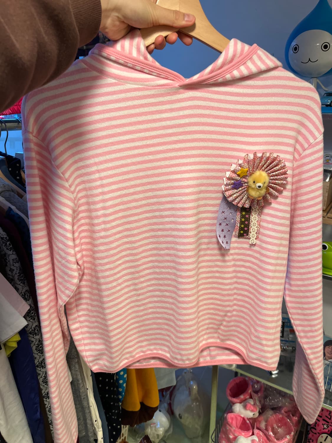 연핑크 스트라이프 후드티 + 로제트 세트 🍓 상품이미지7