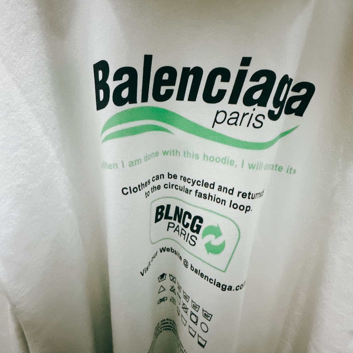 발렌시아가 유니핏 화이트 오버사이즈 후드  상품이미지4