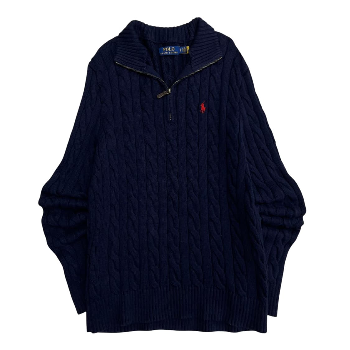 폴로 랄프로렌 레드포니 네이비 꽈배기 니트집업 S 상품이미지2
