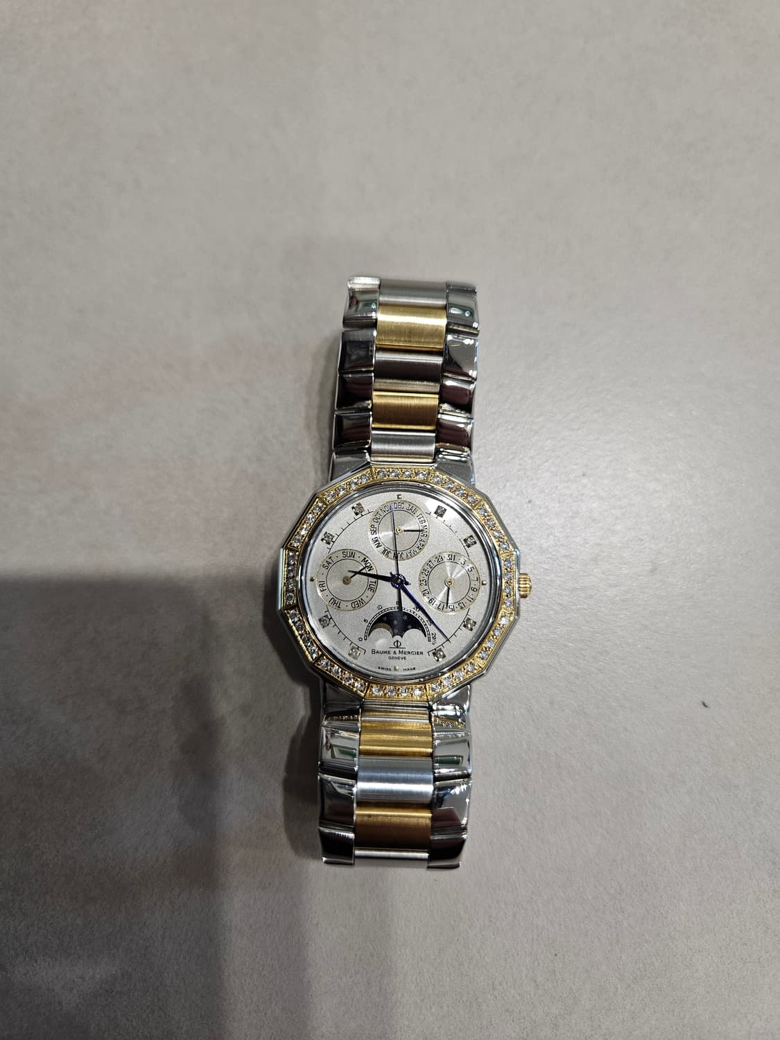 보메메르시에 문페이즈 리비에라 다이아몬드 베젤 콤비 쿼츠시계시계 상품이미지4