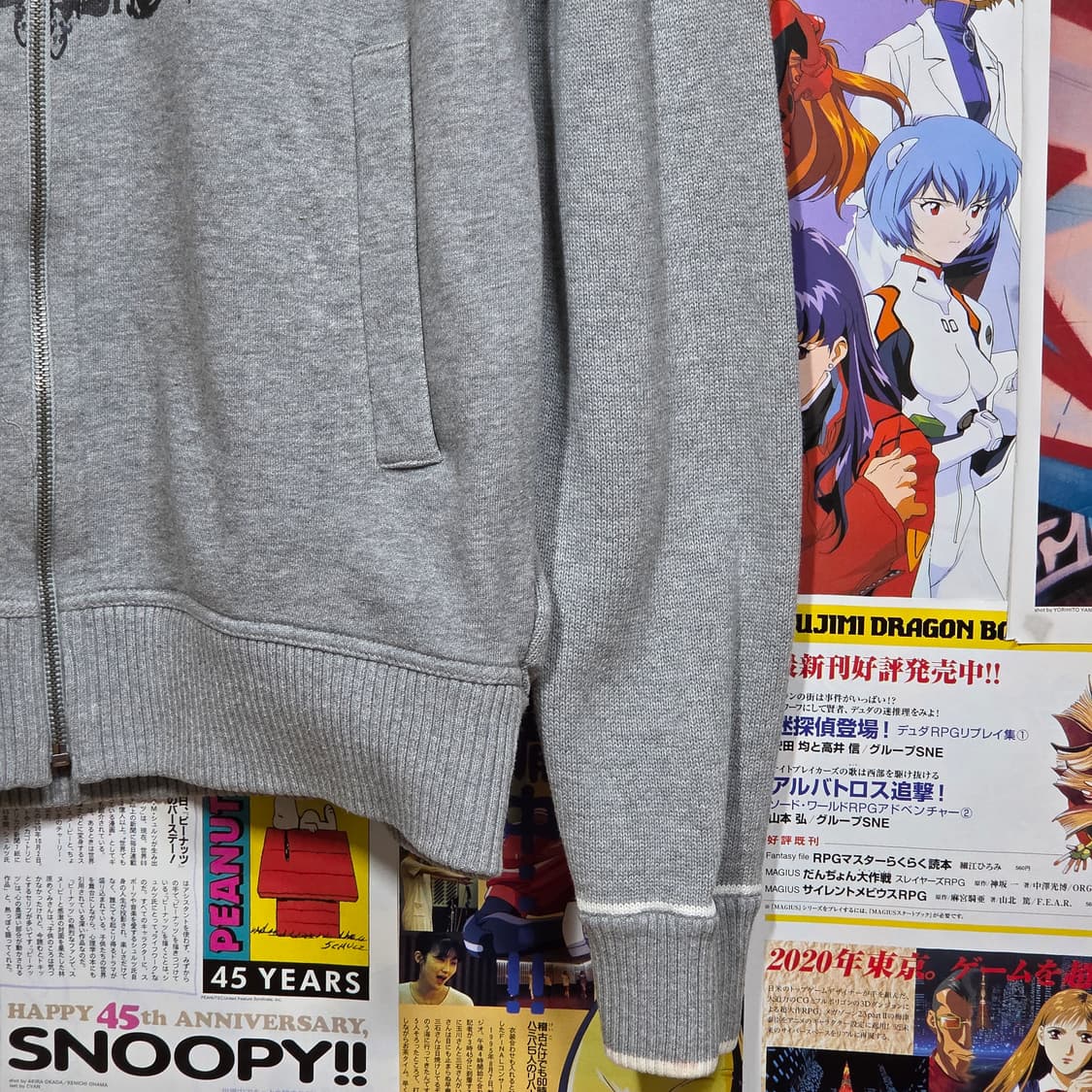 빈티지 펑크 프린팅 그레이 니트 코튼 집업 상품이미지4