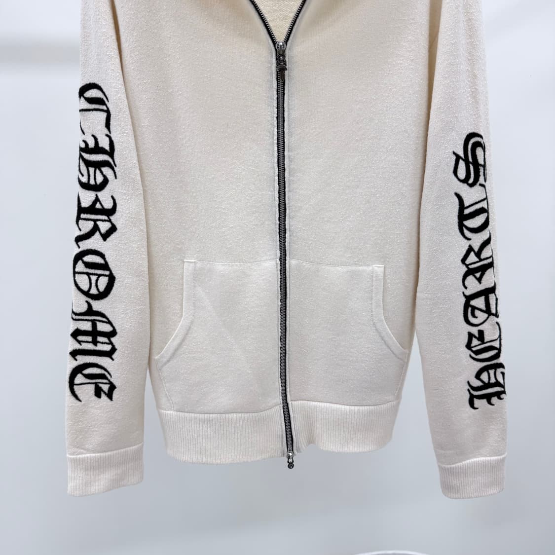 [S급/M] 크롬하츠 캐시미어 후드집업 자켓 아이보리 상품이미지4