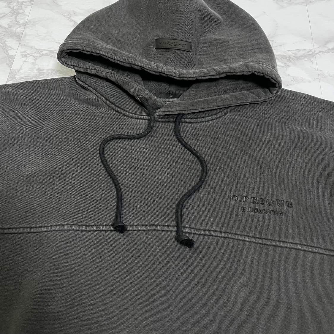 L D.PRIQUE 피그먼트 절개 패턴 오버핏 후드티 상품이미지6