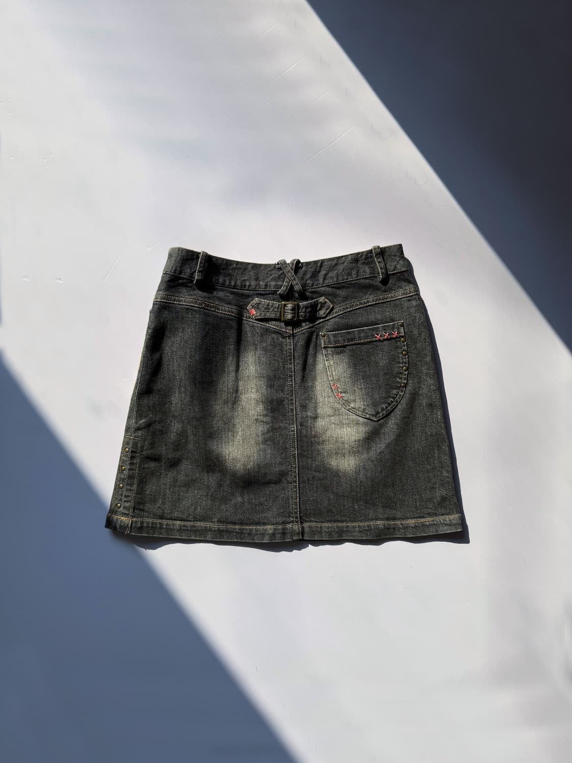  Floral Bead Cinch Back Denim Skirt 0335 상품이미지5