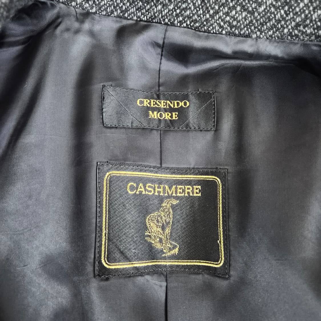 캐시미어 100% 헤링본 그레이 여성 롱코트 상품이미지9