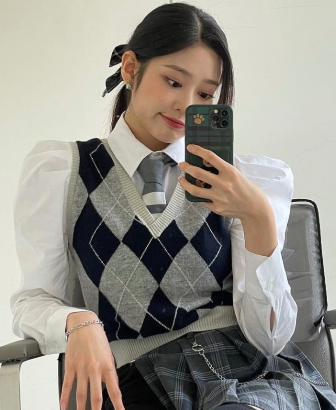 EN OR 브이넥 아가일 숏 베스트 (제니 착용) 상품이미지2