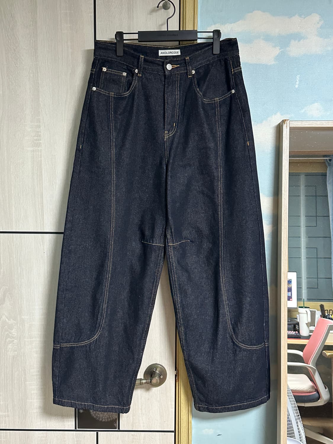 (M) 어널러코드 드로우 커브드 데님팬츠 (생지) 상품이미지2