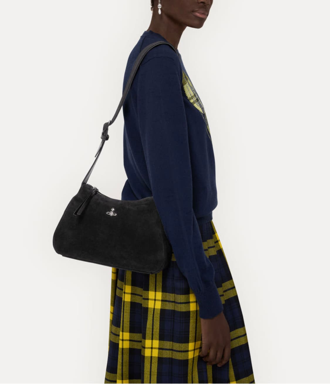 비비안웨스트우드 블랙 스웨이드 숄더백 상품이미지1