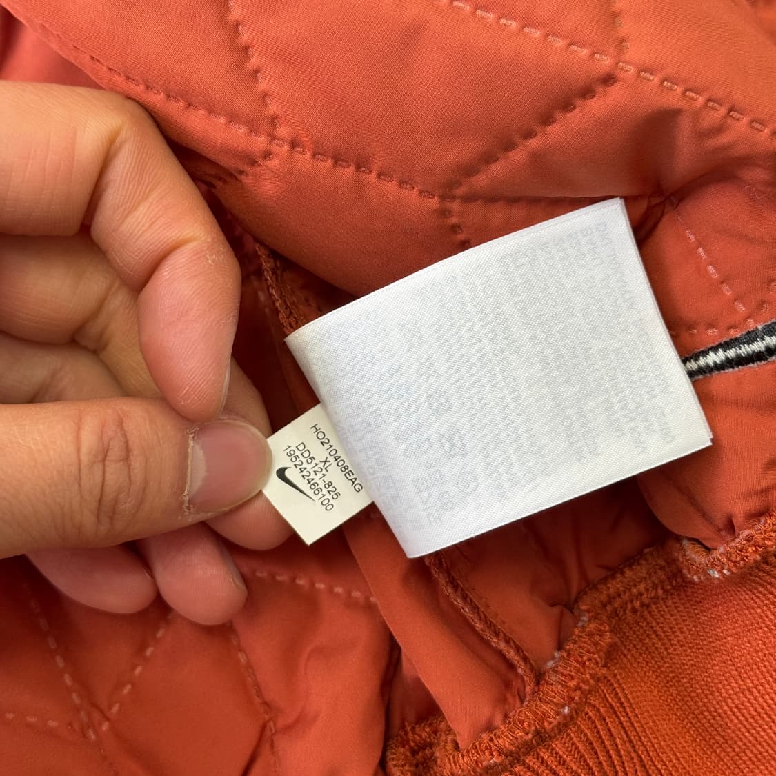 나이키 우먼 오렌지 크롭 퀼팅 점퍼 XL 상품이미지7