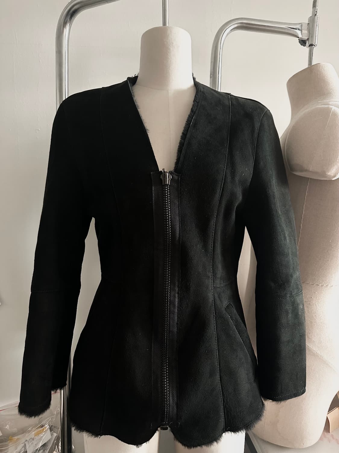 블랙 양가죽 무스탕 지퍼 자켓 상품이미지7