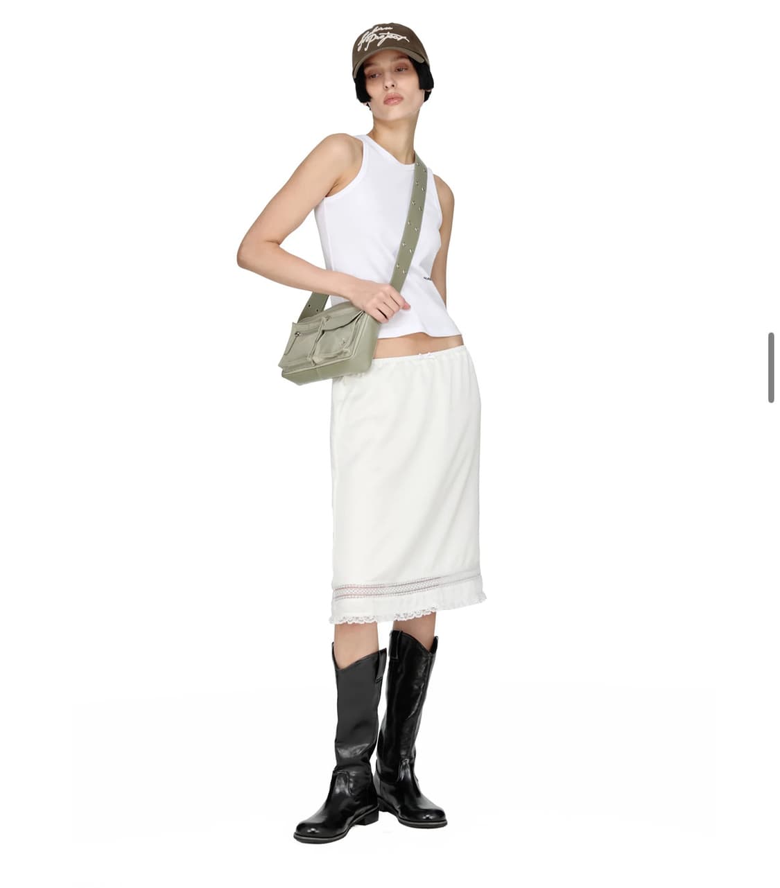 썬번프로젝트 silky layered skirt ivory 상품이미지3