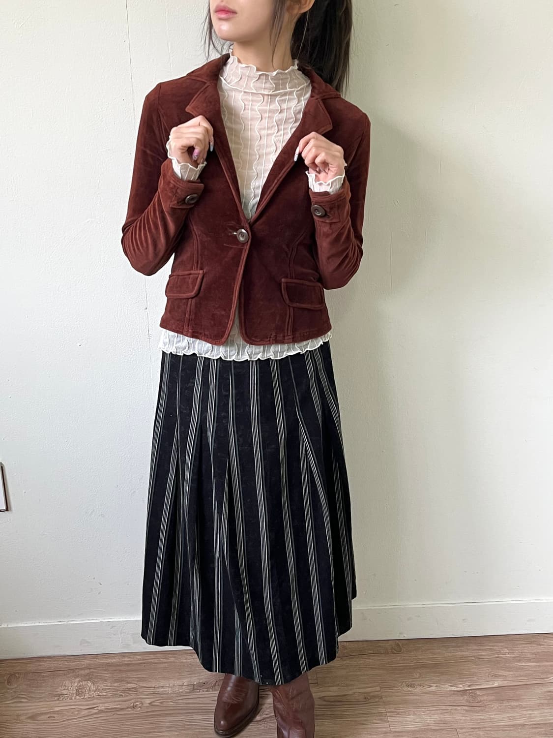 Cornflake 벨벳 원버튼 자켓 상품이미지6