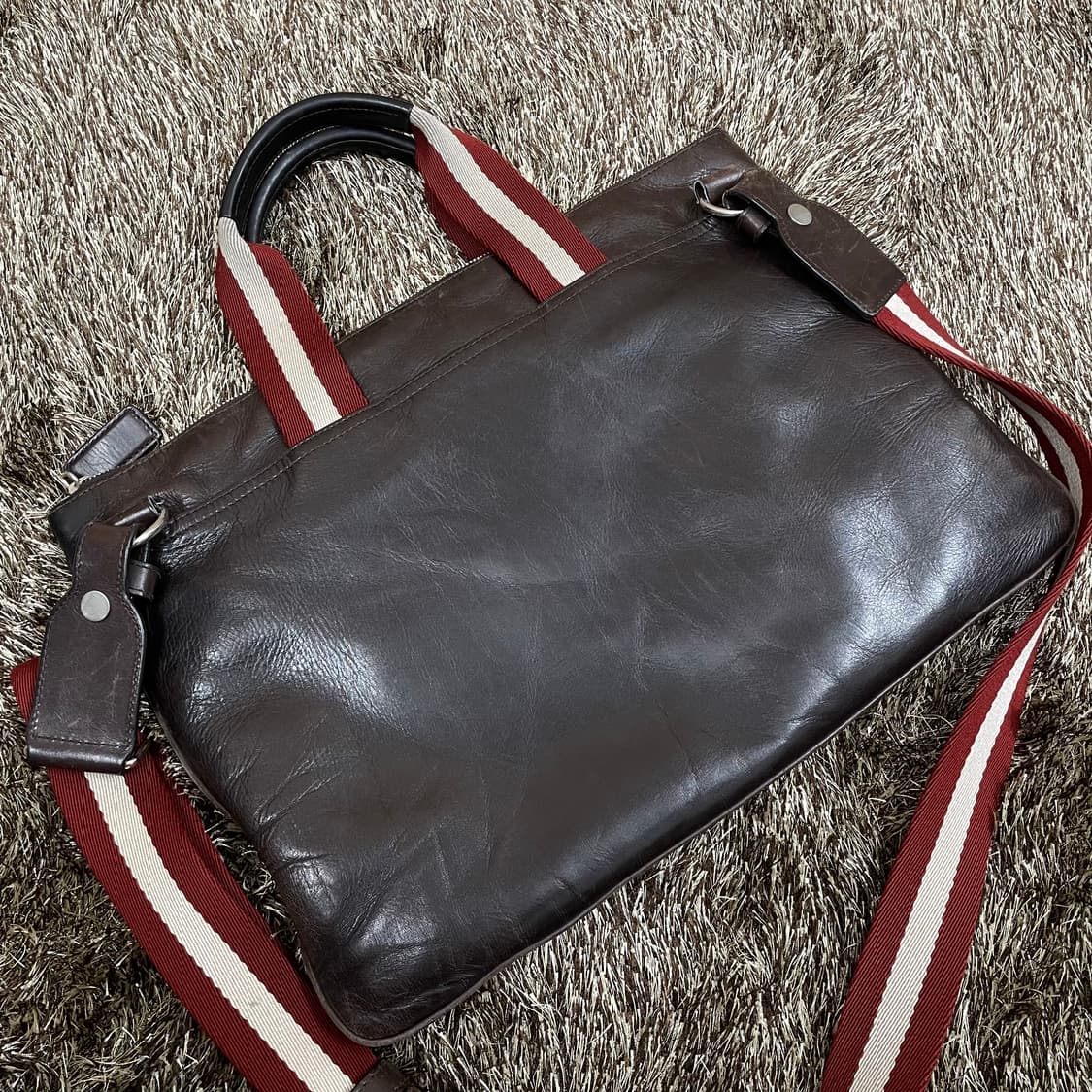 발리 Bally 브라운 레더 서류가방 토트 크로스백 상품이미지3