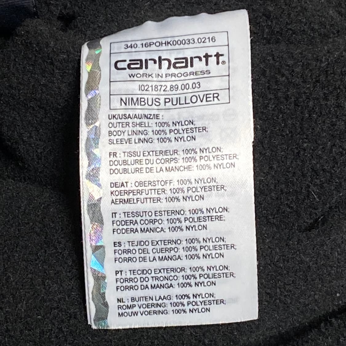 칼하트 님부스 풀오버 아노락 블랙 M 상품이미지5