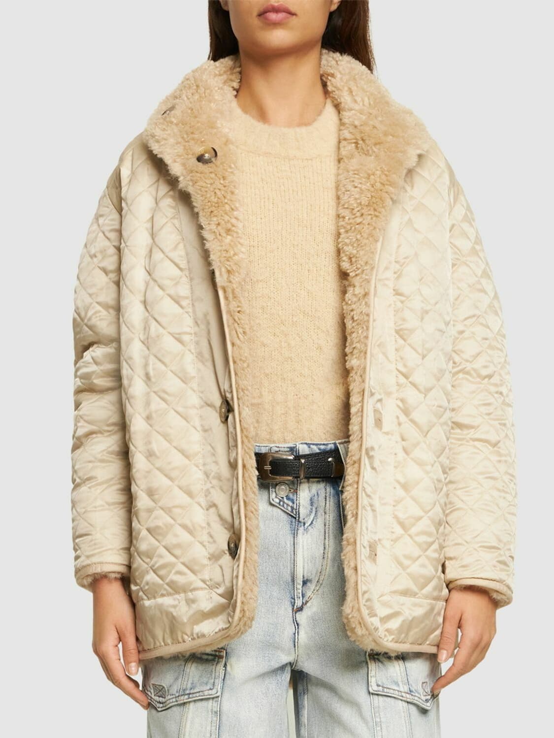 이자벨 마랑 에뚜왈 캐롤리나 리버서블 퍼 코트 자켓 에크루 Isabel  상품이미지8