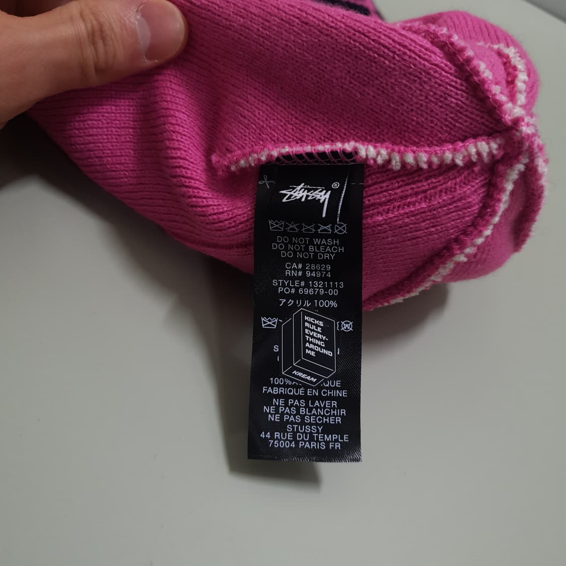 정품 OS) 스투시 헬베티카 자카드 비니 화이트 크림 보증 상품이미지6