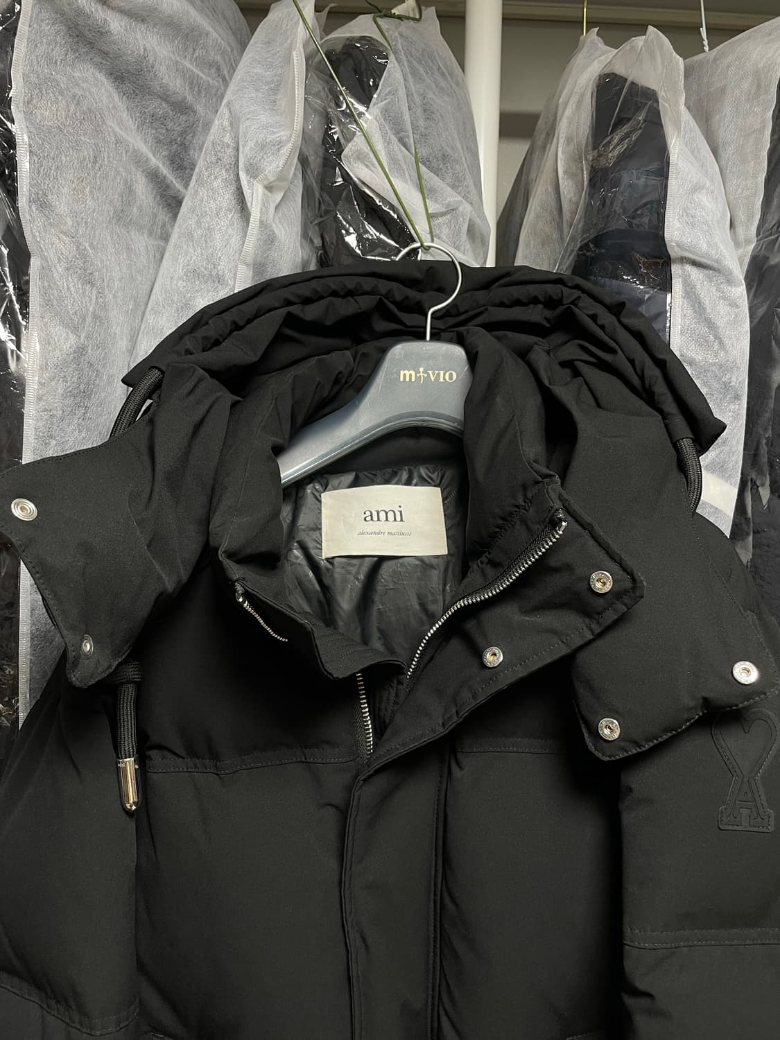 [XS-S사이즈] 아미 하트 로고 패치 오버핏 숏 다운 패딩자켓 상품이미지6