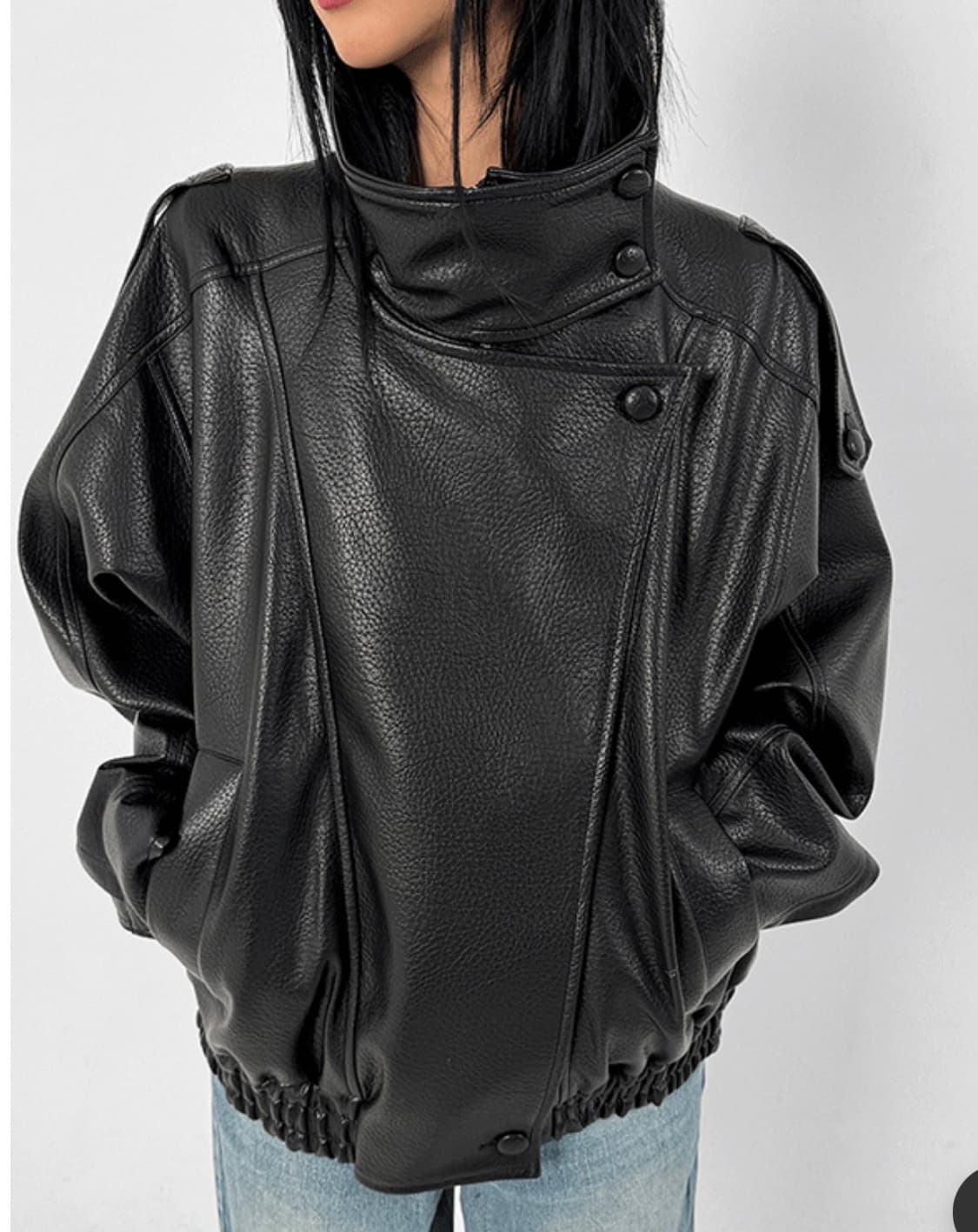 루프온 하이넥 레더자켓 상품이미지1