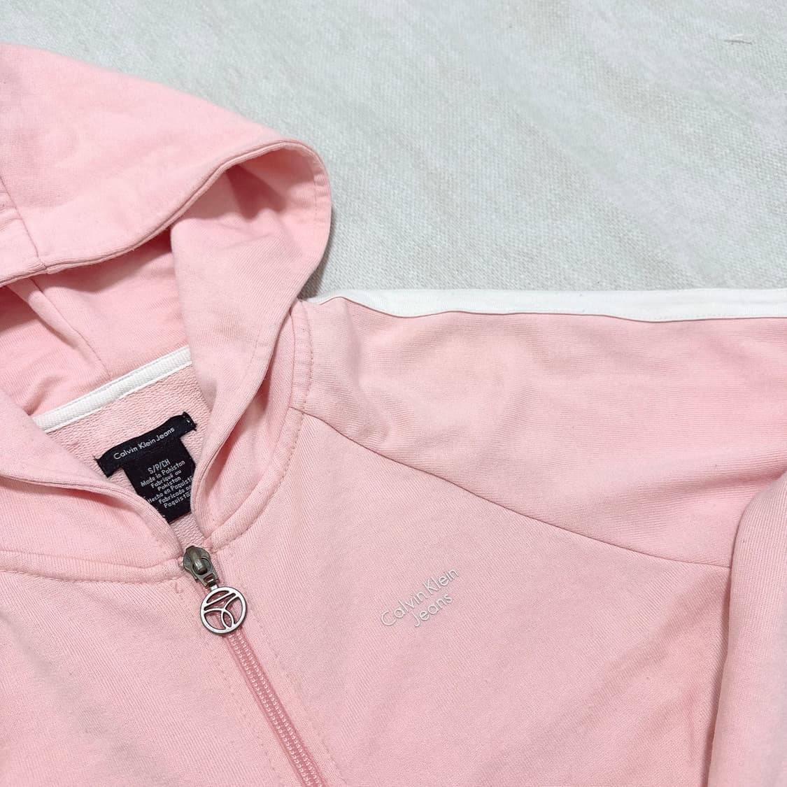 캘빈클라인 진 올드스쿨 핑크 투웨이지퍼 후드집업 상품이미지2
