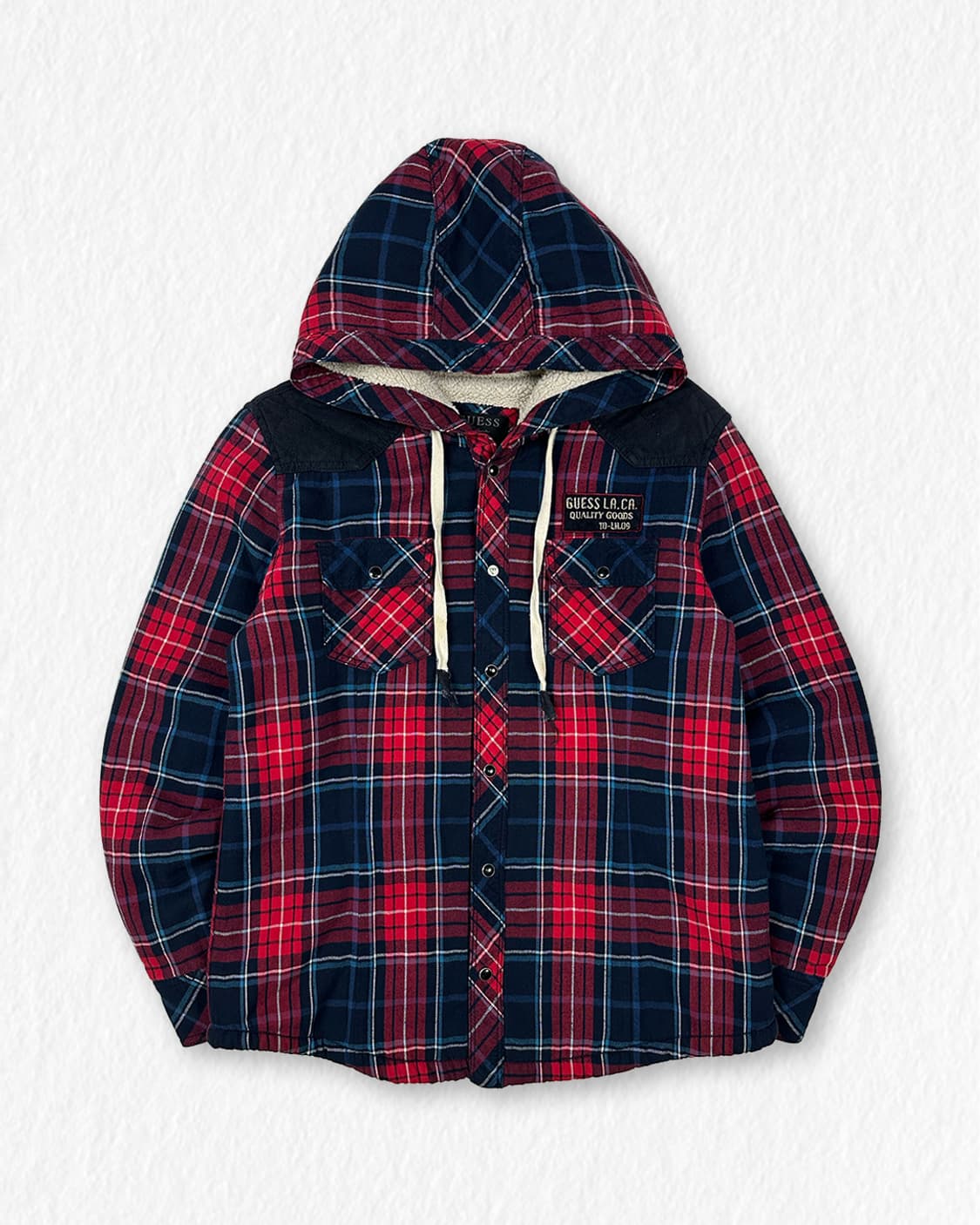 게스 쉐르파 체크 후드 셔츠 상품이미지1