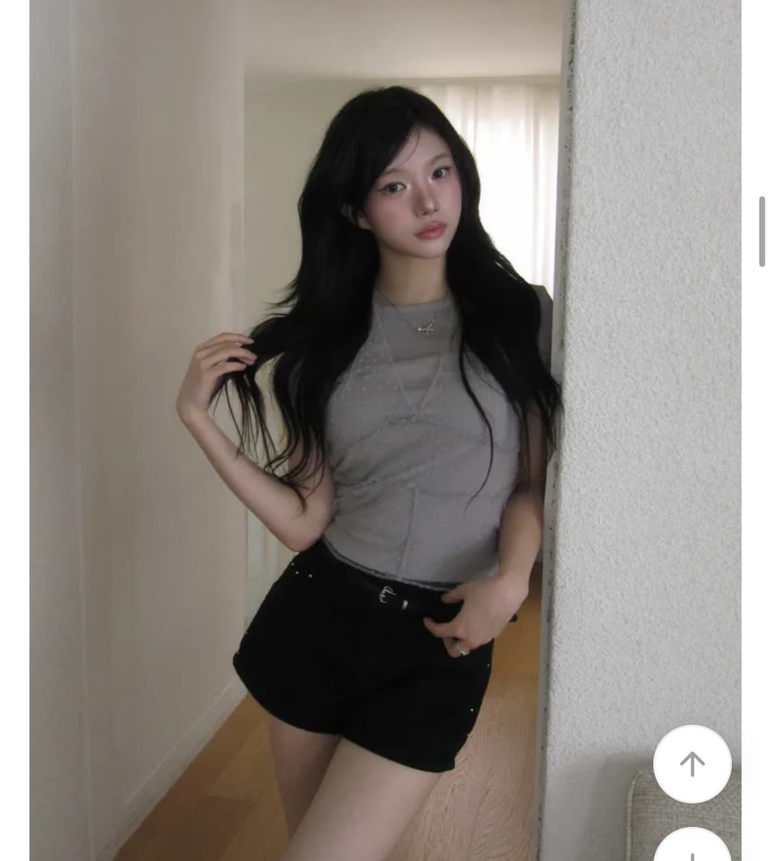 모디무드 뮤트 홀터 반팔 레이어드 세트 그레이 상품이미지1