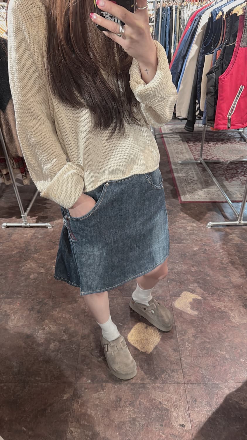 리바이스 엔지니어드 스트랩 랩 워싱 데님 미니 스커트 28 상품이미지7