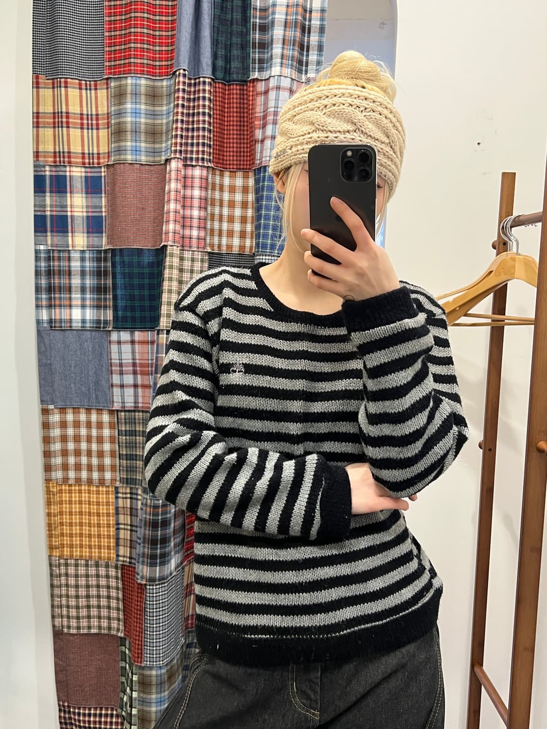 블랙 스트라이프 니트 상품이미지3