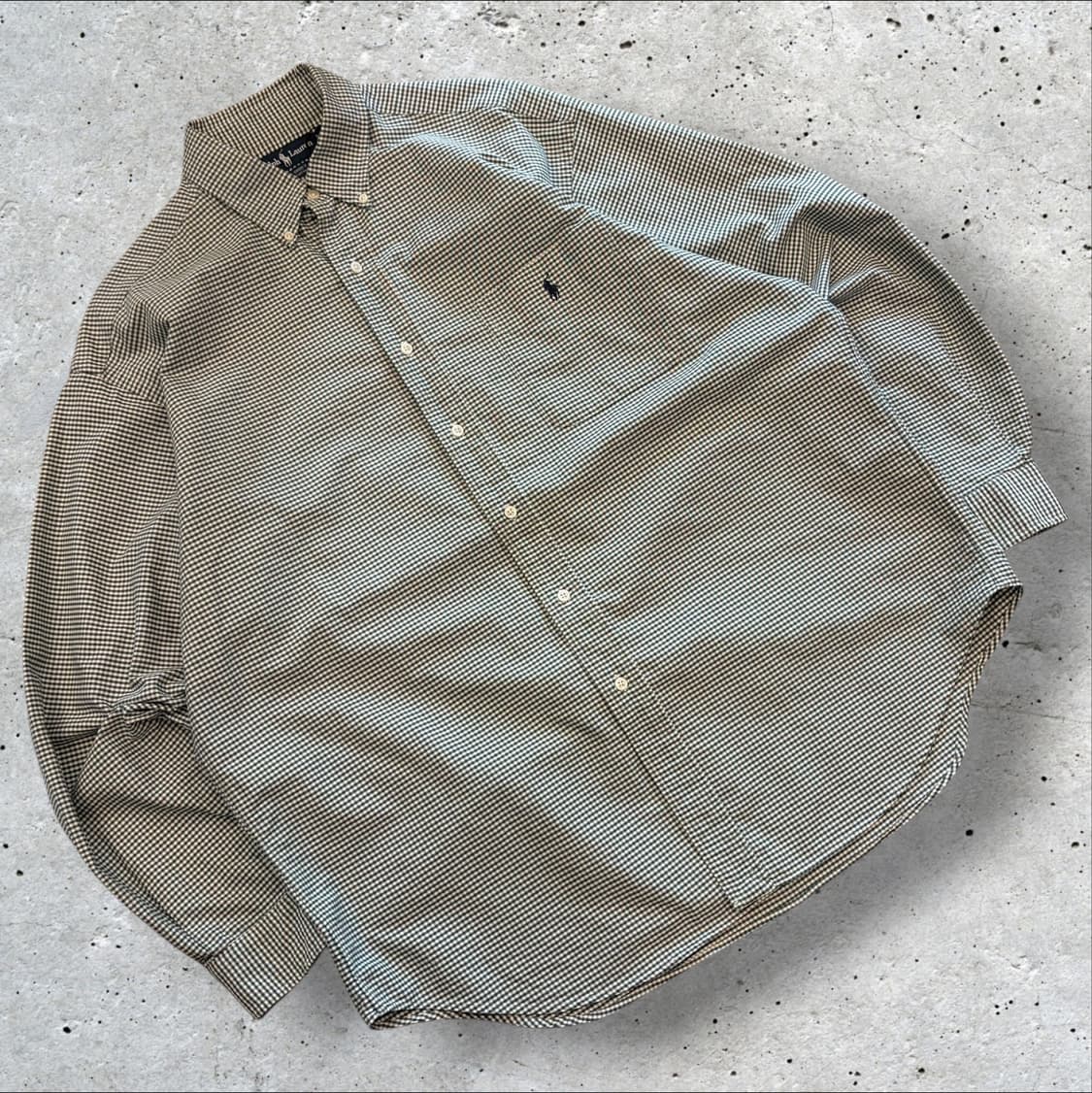 [L] 폴로 랄프로렌 빅셔츠 깅엄체크 긴팔 셔츠 그린 D608 상품이미지1