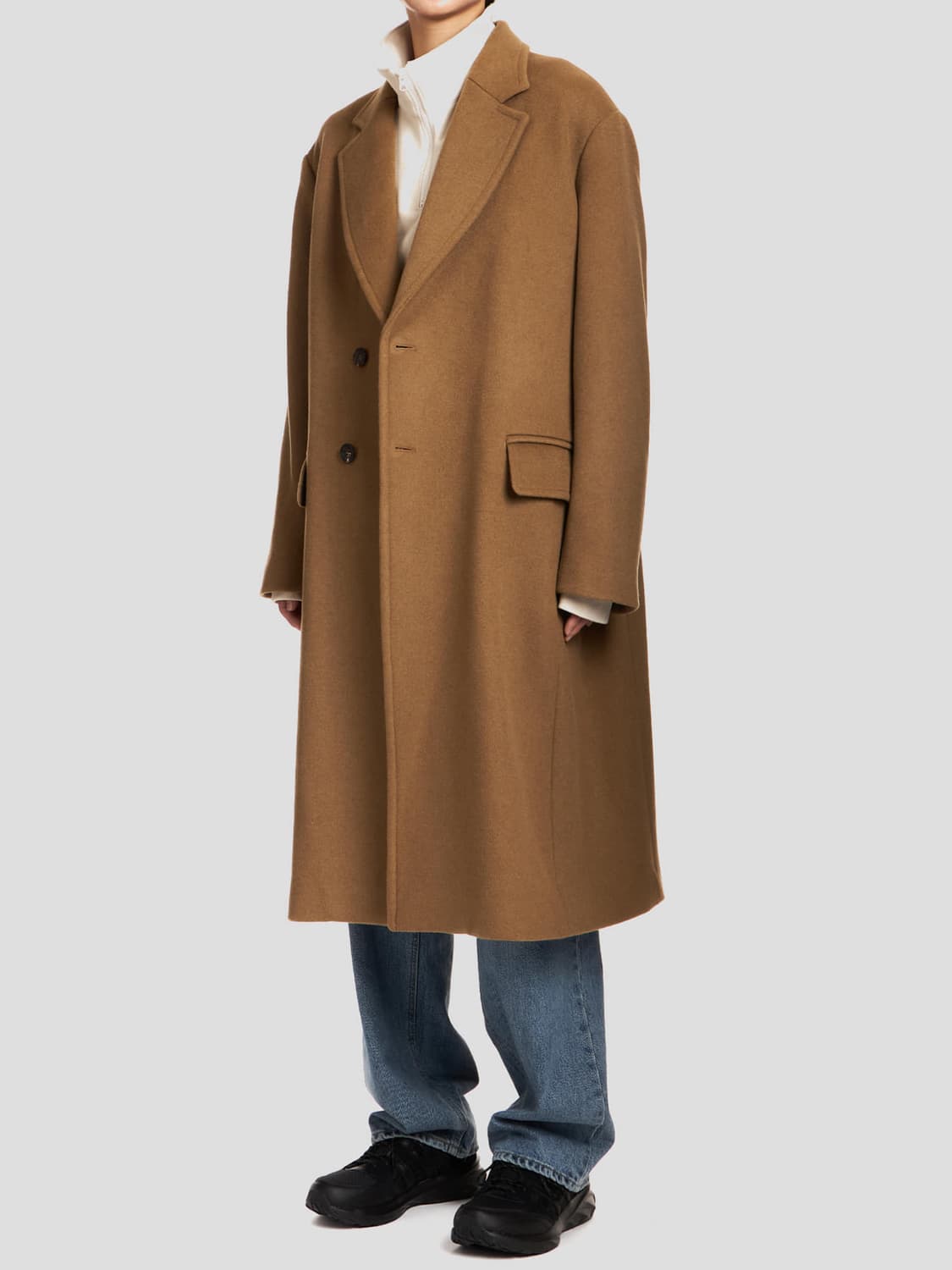 새상품 언어펙티드 오버사이즈 체스터필드 코트 (105/카멜) 상품이미지1