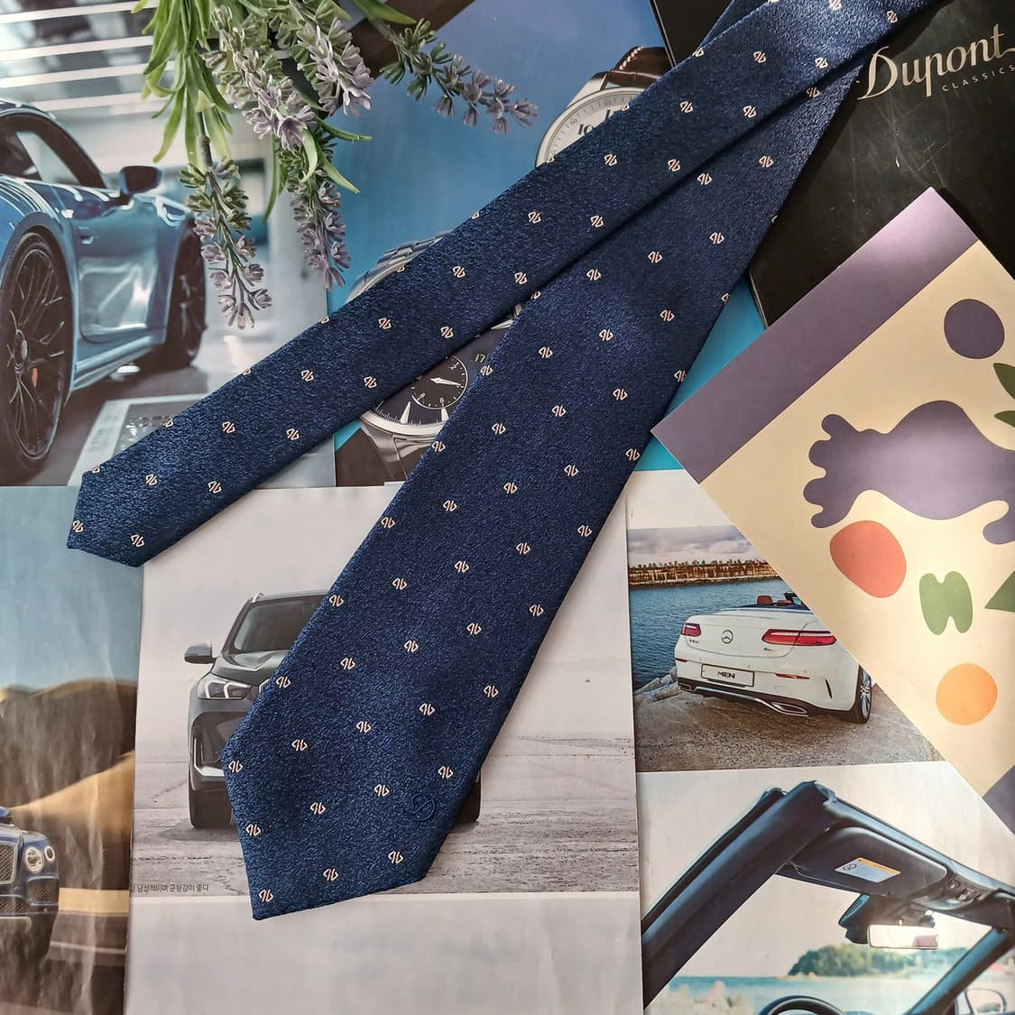 에스 티 듀퐁 실크 네이비 패턴 넥타이 8.2cm A등급 A19275
 상품이미지3