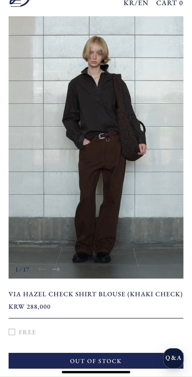 VIA HAZEL CHECK SHIRT BLOUSE (KHAKI CHEC 상품이미지1