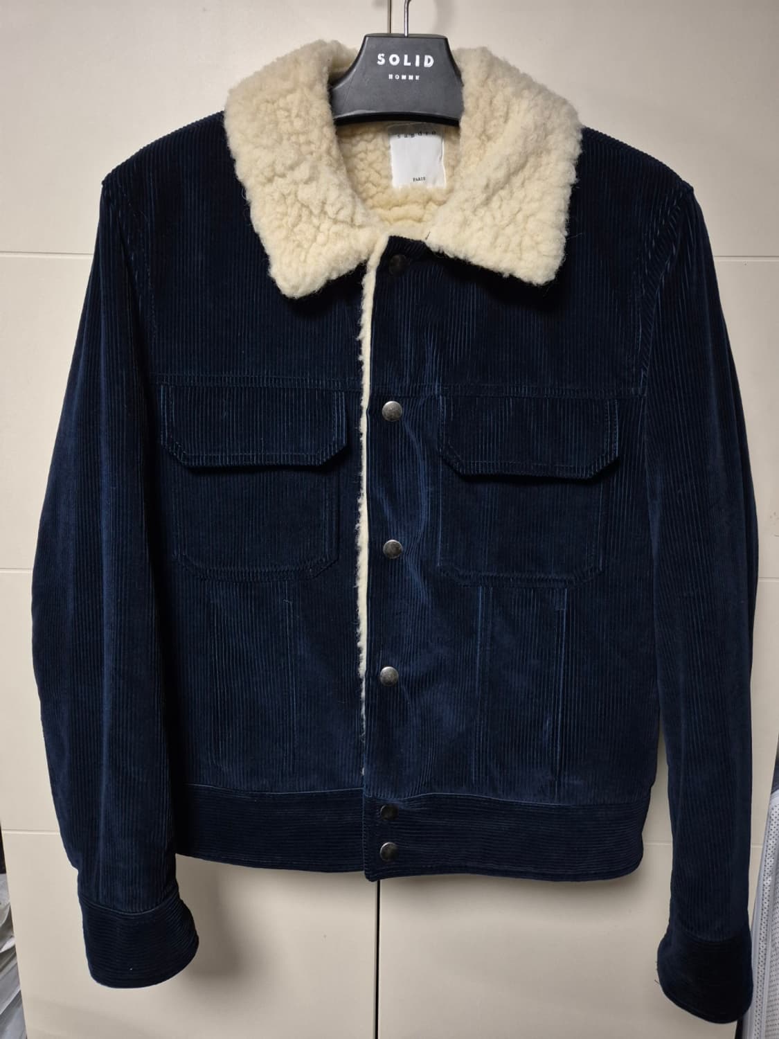 (L) 산드로옴므 코듀로이 시어링 자켓 상품이미지1