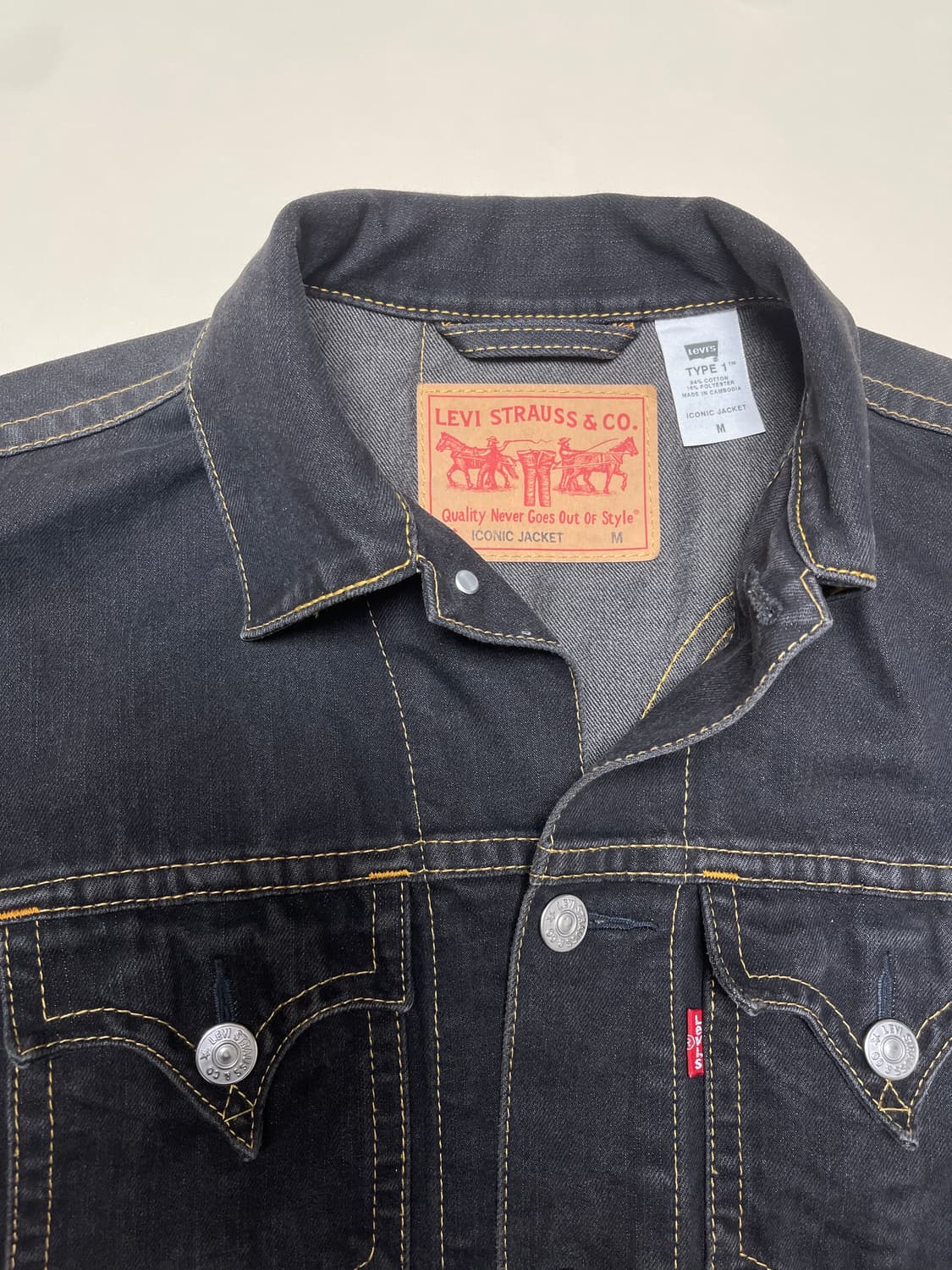리바이스 타입1 아이코닉 트러커 데님 자켓 블랙  상품이미지3
